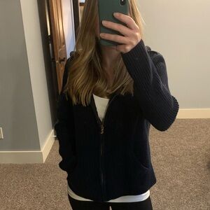 Beautiful Navy Ralph Lauren Green Label Ladies Full Zip Sweater Jacket With Hood